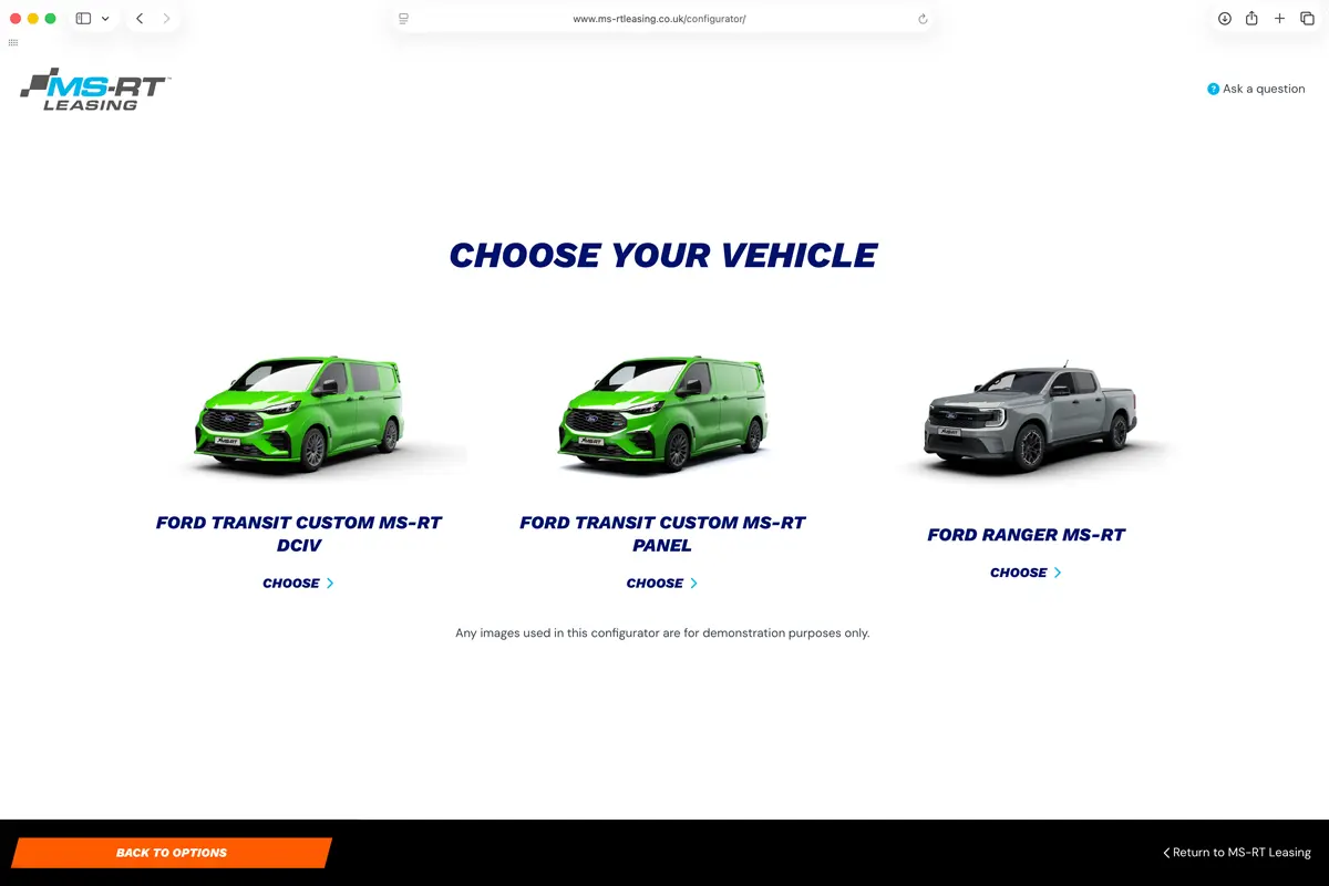 ford transit ranger configurator vehicle choice
