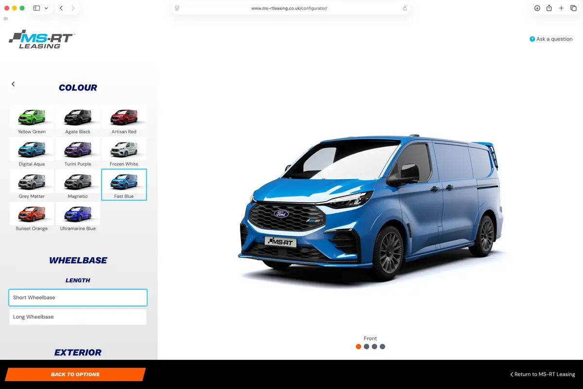 ford transit ranger configurator colour